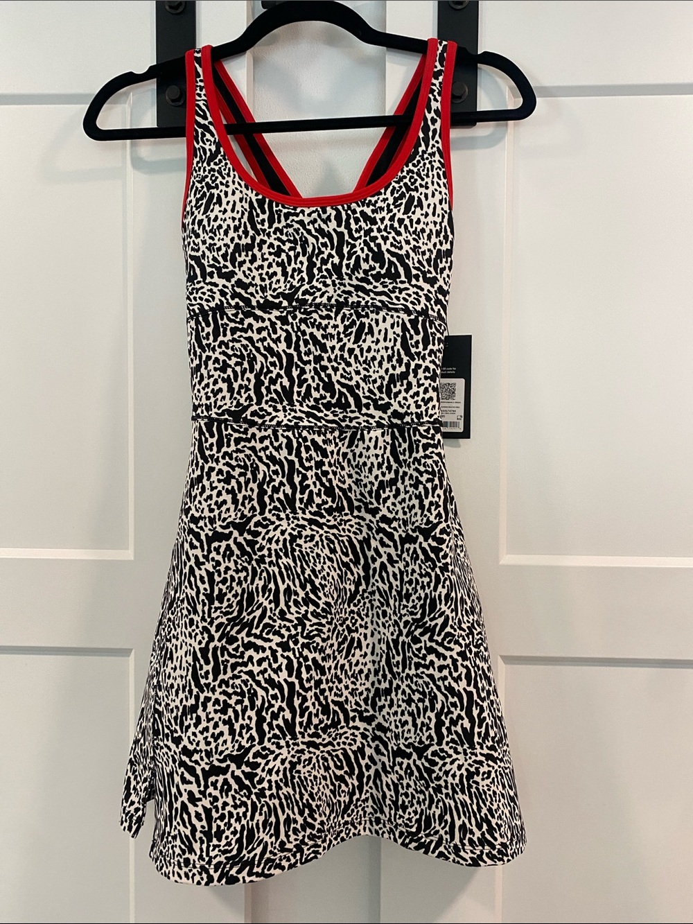 Fabletics Black & White Animal Print Skort Dress with Red Trim Size XS